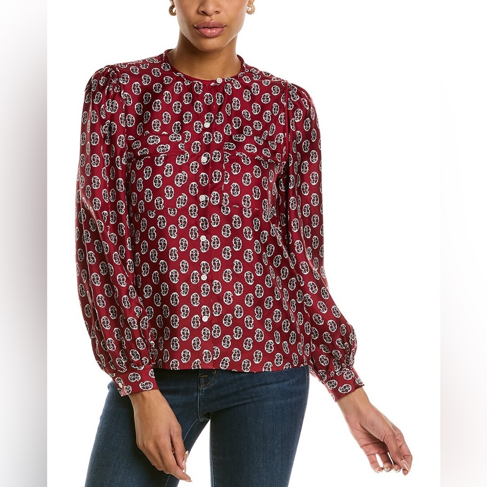 Joie Silk Monca Long Sleeve Blouse Top size Large